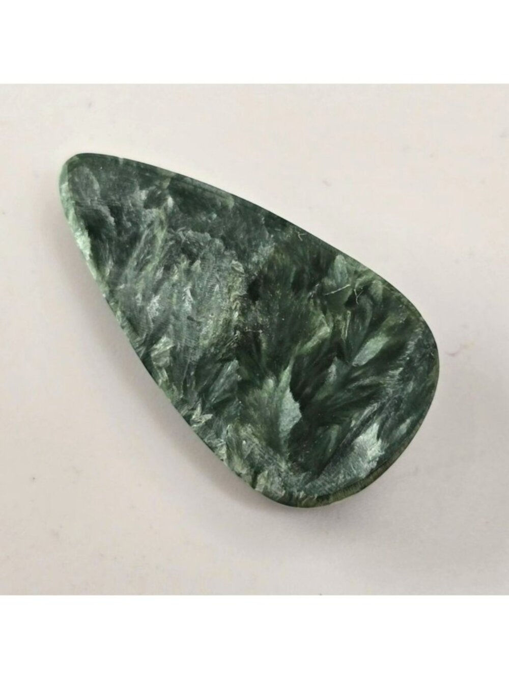 Seraphinite Polished Gemstone Cabochon Teardrop Shape 16x22x5.9 JH5007 - Picture 9 of 10